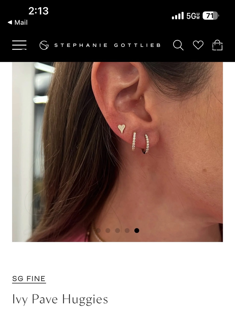 Ivy Pave Huggies 14k yellow gold pair Stephanie Gottlieb
